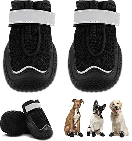 Hcpet Hundeschuhe für große Hunde, Hundeschuhe für Winter, Schnee, heißer Gehweg, Pfotenschutz, Hundeschuhe für Komfort und Atmungsaktivität, Outdoor-Stiefel für kleine, mittelgroße Hunde zum Wandern