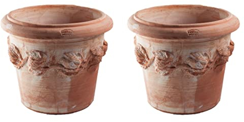 Teramico 2er Set Pflanzgefäß Übertopf Blumenkübel Siena Conca Limoni -italienisches Terrakotta- absolut frostfest- (25cm)