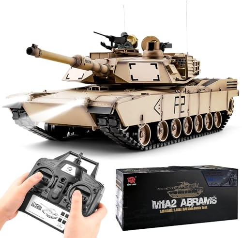 Ferthor Fun Heng Long RC Tank 1/16 Scale 2.4ghz US M1A2 Abrams Army Tank Model,Remote Control Tanks with Sound and Light,Military Tank RC All Terrain Off-Road for Adults or Military Fans Age 14+