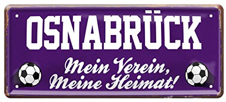 Osnabrück Fan Blechschild - Retro Fußball Schild - Deko Fanartikel für Wohnzimmer Kinderzimmer Werkstatt - schöne Geschenkidee für große und kleine Osnabrücker Fussball Fans - 28x12cm
