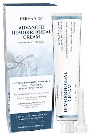Hemorrhoid Treatment - Advanced Hemorrhoid Cream 5% Lidocaine & Phenylephrine - Hemorrhoid Shrinking Treatment - Rapid Relief of Pain, Swelling, Bleeding, Itching and Burning - Fissure & Hemorrhoids