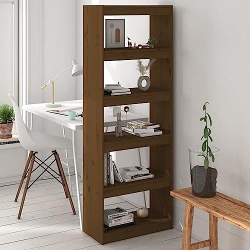 CKioict Eckvitrine Modernes Standregal Wohnzimmermöbel Bücherregal/Raumteiler Honigbraun 60x30x167,5 cm Kiefernholzfür Wohnzimmer, Schlafzimmer, Büro