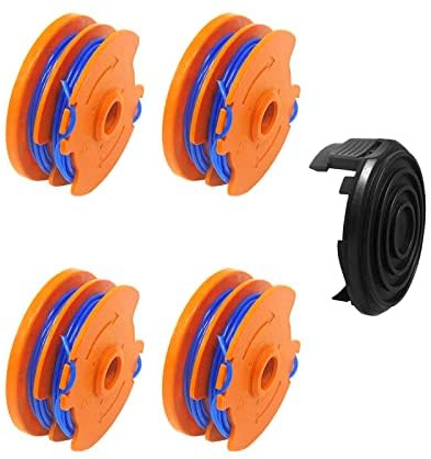 luolety WX100 Strimmer Trimmer Spool Line for Qualcast Trimmer, GT25 GGT350A1 GT30 GGT450A1 and WG100E WG104E1 Strimmer Spool Replacement, 1.65mm 8.3m Spool lines (4 Spool+1 Cover)
