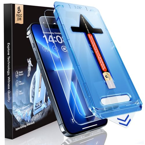 MAGIC JOHN 2 Pack for iPhone 13 Pro Max/14 Plus Screen Protector | 9H Hardness Tempered Glass, Easy Installation Kit, Bubble Free, 1:1 Full Coverage, HD Clear, Scratch Resistance