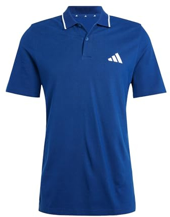 adidas Hombre Essential Three Stripes Pique Polo Shirt, Dark Blue/White, M