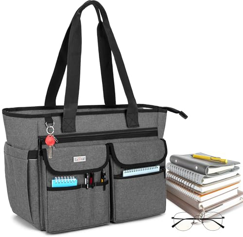 LoDrid Lehrertasche mit Bodenpolster und Separater Laptop-Fach, Grau