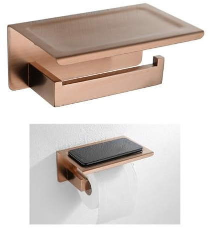 Accesorios de baño de Oro Rosa Cepillado Accesorios de baño Cuadrados Soporte de Papel higiénico Soporte para Toallas Barra Gancho para Bata Toallero, Paper Holder Plus, 1