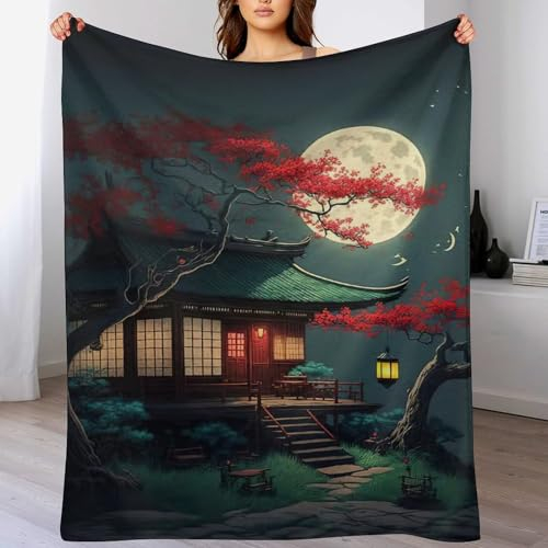 PAZZK Chinesische Lampe Fleece Decken, Extra Weiche Flauschige Kuscheldecken, Leichte, Gemütliche Flannel Sofadecke/Couchdecke Für Erwachsene, Wohndecke（180×200cm）