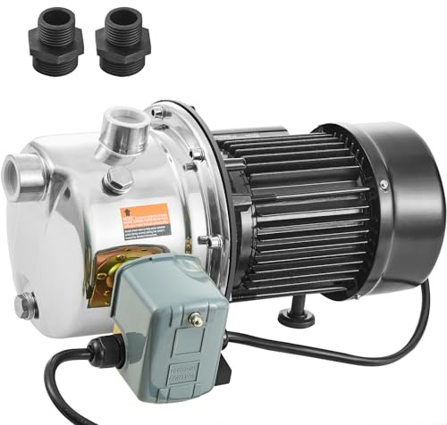 VEVOR 3/4HP SUS304 Stainless Steel Shallow Well Jet Pump, 115 Volt, 18.5 GPM 131 FT Maximum Head Irrigation Water Pump, for Agricultural Garden Irrigation System High-Rise Water Supply Shower Booster