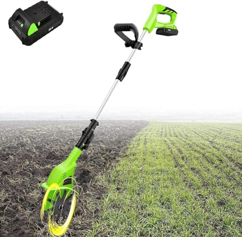 MaiBuL LNNW Rotavator de motoculteur Cultivateur de Jardin sans Fil 20V, Petit cultivateur électrique de 97 à 127cm, avec Poteau télescopique et poignée réglable Outil de Jardinage