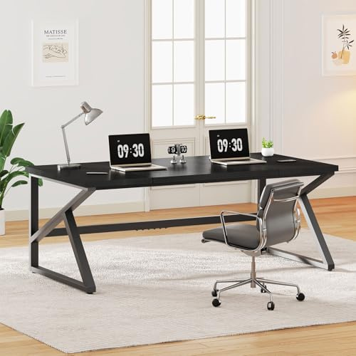 IBF Computer Desk Gaming Office Table Long Desks for Home 180cm Black Oak