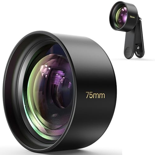【2025 Upgraded】 75-mm-Makro-Objektiv für iPhone, Pixel, Samsung Galaxy, OnePlus, Huawei und andere Handys, Handy-Kameraobjektiv, Makro-Objektivaufsatz für iPhone, Universal-Clip im Lieferumfang