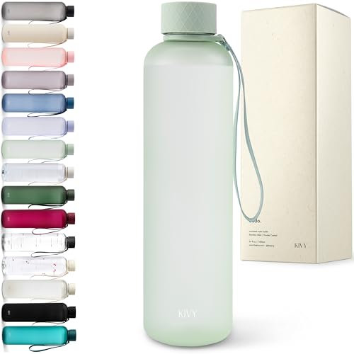 KIVY Trinkflasche 1l - Kohlensäure geeignet & Auslaufsicher - Für Sport, Schule & Büro - Sport Trinkflasche Gym - Wasserflasche Sprudel geeignet - Sportflasche 1 Liter - Spülmaschinenfest