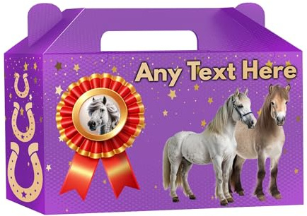 AK Giftshop Personalised Horse Pony Party Boxes, Bags Food Lunch Treat Favors, Gift Box (Purple, 10 Boxes)