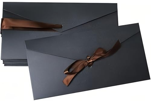 ZEPIQOR 10 PCS Schöne Briefumschläge Kraftpapier Umschläge mit Schleife Blanko Retro Kraftpapier-leere Festliche Postkarte Umschlag für Weihnachten Geburtstag Valentinstag Hochzeit (22 * 10.8 cm)