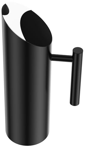 Pichet à eau en acier inoxydable avec protection à glace et poignée, carafe polie pour réfrigérateur, idéale pour le lait, le jus, le thé glacé, le café, le vin (noir, 1,5 l)