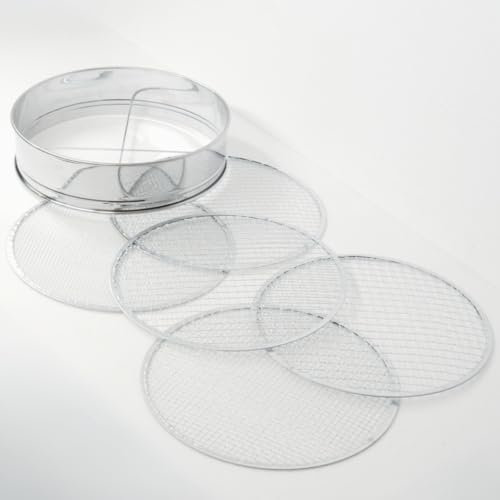 Trendi 5Pcs Stainless Steel Soil Sieve Set – Garden Compost Sifter with 5 Mesh Inserts (3/5/8/10/12mm) – Sifting Pan for Soil, Sand, Weeds, Cat Litter