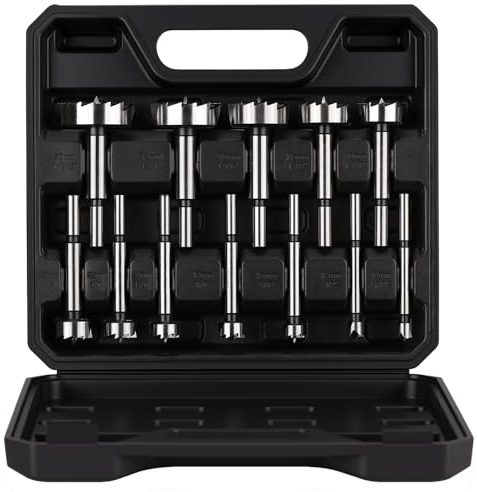 Vearter Set di 12 punte da trapano Forstner, 10-50 mm, HCS multi-dente, strumenti per la lavorazione del legno con gambo esagonale, kit di punte per alesatura per legno massello, MDF, truciolato