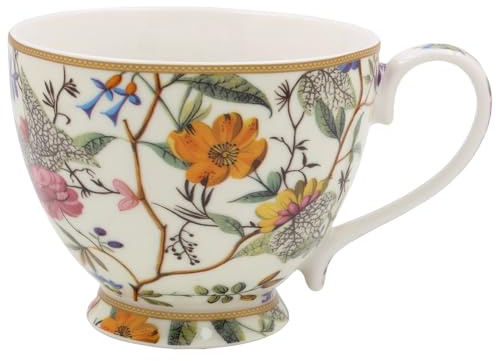The Leonardo Collection William Kilburn Kilburn Tasse à pied pour boissons chaudes | Tasses à café en porcelaine fine imprimée pour la cuisine et la maison | Tasses à thé et café réutilisables pour