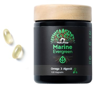 NatuRise® Omega 3 Vegan 120 Kapseln – 1440mg Algenöl pro Tag davon 869mg Omega-3 (DHA, EPA & DPA) – Hochdosiert – Laborgeprüft – Triglycerid-Form – UV-geschützt – Fischöl Alternative
