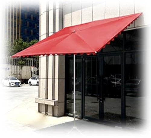 Ombrellone rettangolare regolabile da 3 x 2,4 m (6 stecche) per terrazza, parasole da esterno con 4/6 stecche, ideale per giardino, terrazza, piscina, rosso, 3 x 2,5 m