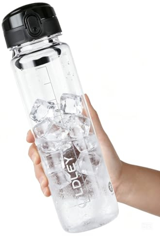 OLDLEY 1 Liter Wasserflaschen mit Sieb, BPA-freie, auslaufsichere Trinkflasche, leichte, wiederverwendbare 1000ml Tritan Sportflasche für Radfahren, Fitness, Universität, Sport, Outdoor, Büro, Camping