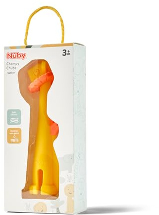 Nuby Chompy Chube Baby Teether, Soft on Sore Gums, Easy to Hold, 3M+ | Soft Textured Teething Toy Soothes Sore Gums, Easy for Little Hands to Hold, Dishwasher Safe for Hygienic Teething Relief
