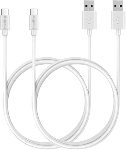 PHONILLICO Cavo compatibile con Realme 5 Pro/6/6 Pro/6i/6s/7/7 5G/7 Pro/7i/8/8 5G/8 Pro/9 Pro/9 Pro Plus/9i/GT 5G/GT Master Edition [2 pezzi] USB TIPO USB-C Bianco 1 Metro