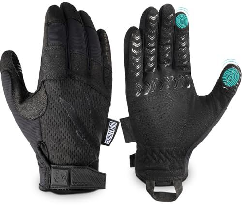 OneTigris Gants pour écran tactile pour homme, gants de sport ultra fins avec adhérence et respirants, pour vélo, fitness, course (XL, noir)