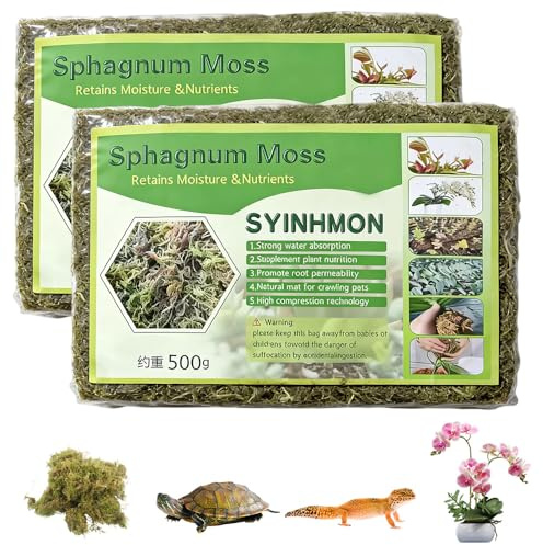 2 X 500g Sphagnum Moos für Pflanzen, Torfmoos Getrocknet, Wassermoos Trockenmoos,Moos für Orchideen, Ernährung Organisches Torfmoos für Orchideen, Moosstäbe, Terrarien & Zimmerpflanzen