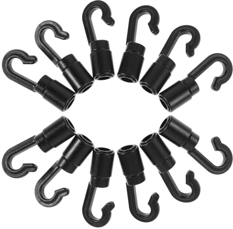 HOUDERCO 30 Stück Kajak Bungee Haken aus Kunststoff Schnellverbindungs Zurrhaken Elastische Bootszubehör Clips für Angeln und Camping Schwarze Kajak Deckbefestigungshaken