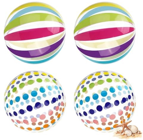 4 Stück 28 cm Wasserspielball Klein, Wasserball Aufblasbar, Wasserspielzeug Outdoor, Familien Schwimmbad Spiele Strandaktivitäten
