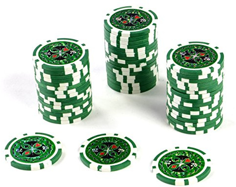 Nexos Trading 50 Poker-Chips Laser-Chips Metallkern 12g Poker Texas Hold`em Black Jack Roulette reflektierend Tokens Jetons Casino 1 Rolle Wert 1-10000 wählbar (Wert 25)