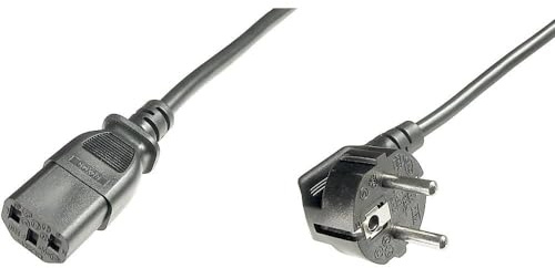 DIGITUS Cable de conexión a la red eléctrica, 0.75 m, CEE 7/7 (Tipo-F) 90° a C13, enchufe, enchufe, H05VV-F3G, 0.75 mm²