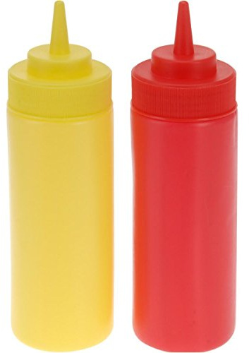 Quetschflaschen 400ml 2Stück Ketchup Senf Spender rot gelb Saucenflasche Spenderflasche
