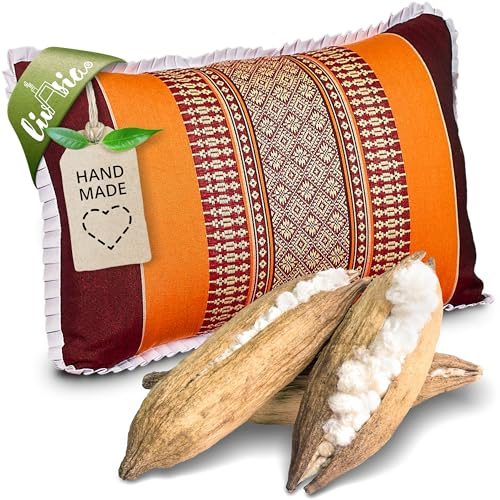 Livasia Coussin de Sofa Coussin de décoration - 22x33x13cm - Coussin cale-Nuque, Coussin de Sofa, Coussin de Voyage en kapok, Coussin accoudoir Meuble Palette, Jardin Balcon Fait Main (Orange)