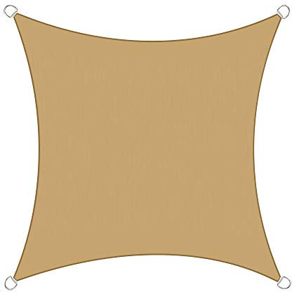 Green Bay Sun Shade Sail Garden Patio Yard Party Sunscreen Awning Canopy 98% UV Block Square Sand 4 Size (3x3m)
