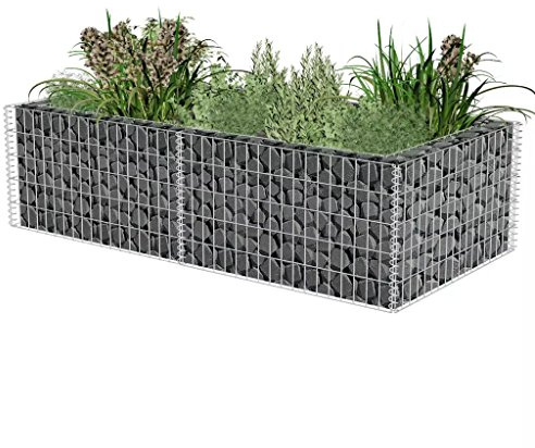 Festnight Gabion Mur Jardinière en Gabion Banc Colonne pour Jardin 180 x 90 x 50 cm