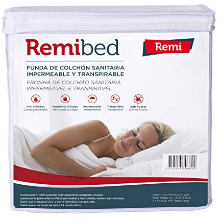 Remibed | Funda de colchón Anti chinches | Cama 135 (135 x 190/200) | Oeko-Tex 100 | Cremallera compacta | Doble faldón de Seguridad | Membrana Smartex | Cubrecolchón