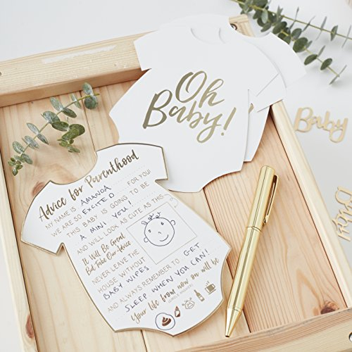 Ginger Ray - Paquete de 10 tarjetas para los padres con consejos para fiestas de baby shower, color dorado