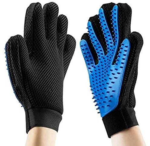Zhongsheng Pet Glove: Grooming Tool + Furniture Pet Hair Remover Mitt - For Cat & Dog - Long & Short Fur - Gentle Deshedding Brush - Rubber Tips for Massage - Soft Groomer Mitt (1 right hand)