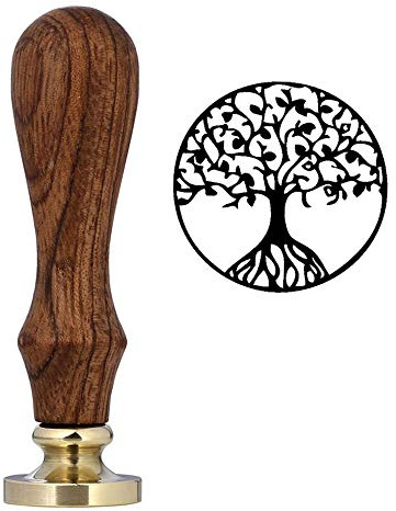 Seal Stamp Wax Seal Stamp Initial with Wooden Handle for Envelopes Letter Postcard Invitation Card Wine Package (Tree of Life)