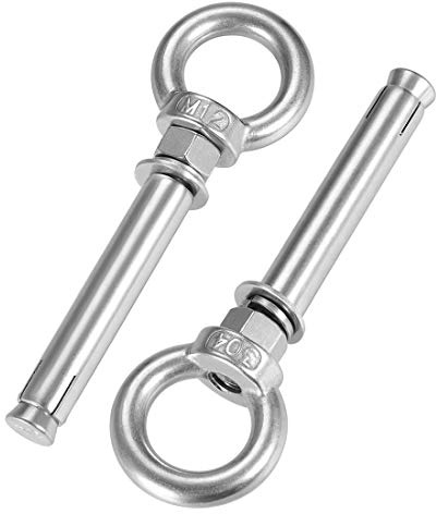 sourcing map M12 x 120 Expansion Augbolzen Augenmutter Schraube mit Ring 304 Edelstahl Anker Rohschrauben 2 Stück