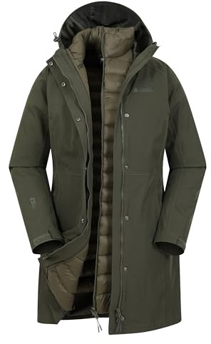 Mountain Warehouse Alaskan Veste Longue 3 en 1 pour Femme - Manteau de Pluie Chaud, Imperméable Doublure Polaire Amovible pour Dame - Sport, Printemps été, en plein air