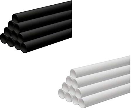 Kitchen Bathroom 3 x 1 Metre Lengths 32mm, 40mm Pushfit Waste Pipe 3 Metres Black or White (White Push-Fit, 40mm x 3m)