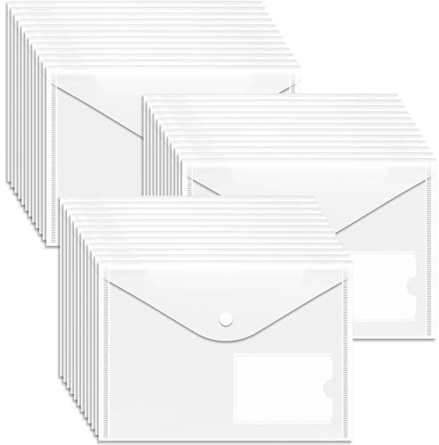 Kunststoffhüllen A5-36 Stück A5 Kunststoff-Ordner mit Druckknopf, Dokumentenmappen, Druckknopf, Brieftasche, Umschlagmappen, Tasche