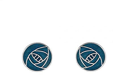 Mackintosh Round Rose Stud Earrings - Turquoise 7670TQ