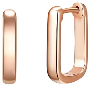 Glanzstücke München Damen Creolen Eckig aus 925/- Sterling Silber rosévergoldet Silbercreolen Rechteckig Rosegold