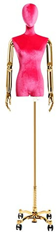 GXFWJD Schneiderpuppe mit Arm und Kopf Schaufensterpuppe Damenbüste Schneiderbüste kleiderpuppe Büste Torso Höhenverstellbar mit Rollen Basis Kostümbildner Boutiquen (Color : MEI Red)