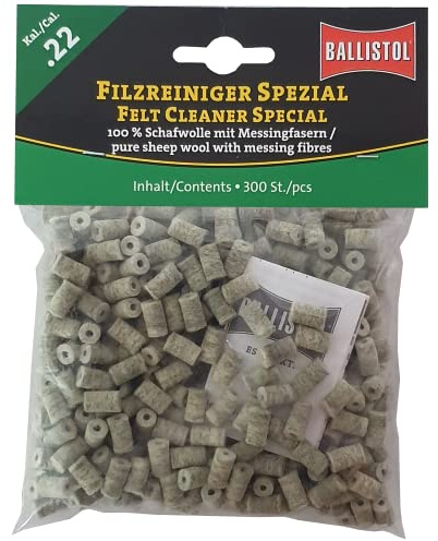 BALLISTOL 23195 Filzreiniger Spezial, Kal 22, 100% Schafwolle, 300 Stück